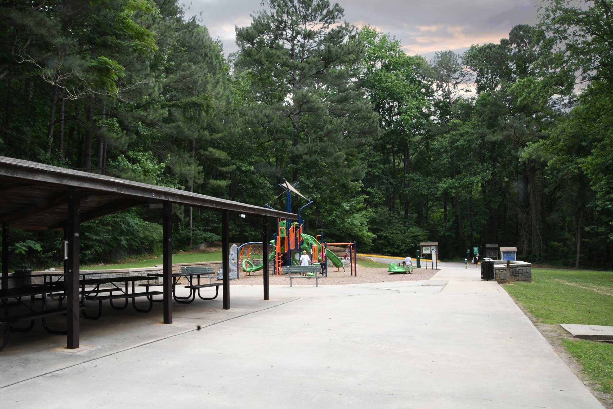 The large pavilion and playground at Lake Erin.