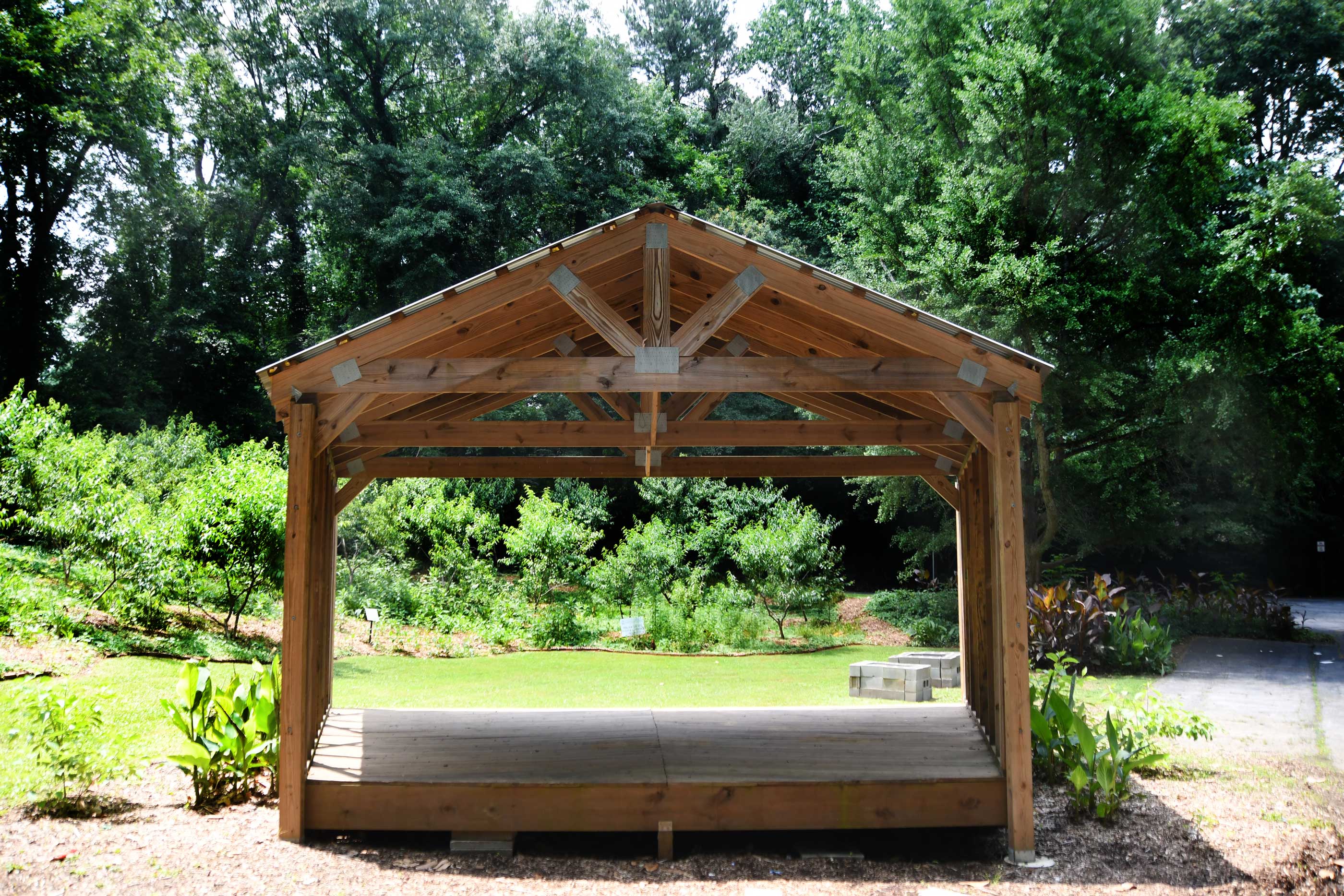 A shade structure at Kelley-Cofer park