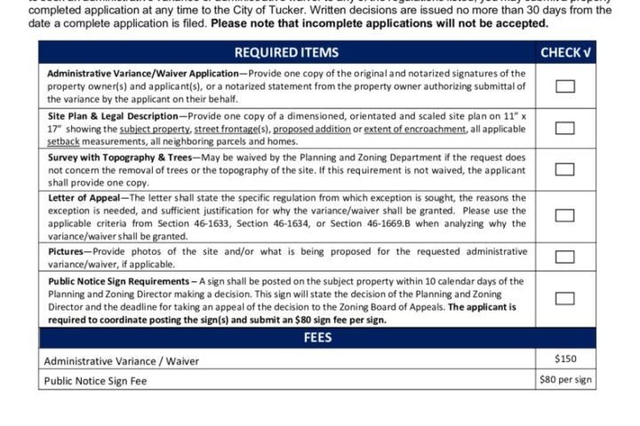 thumbnail of Administrative Variance Waiver/Waiver Application Checklist