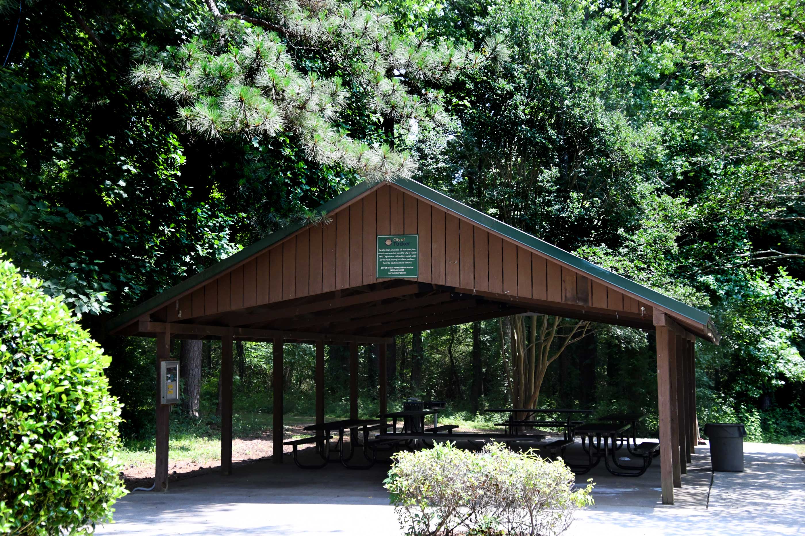 A shaded pavillion at Peters park