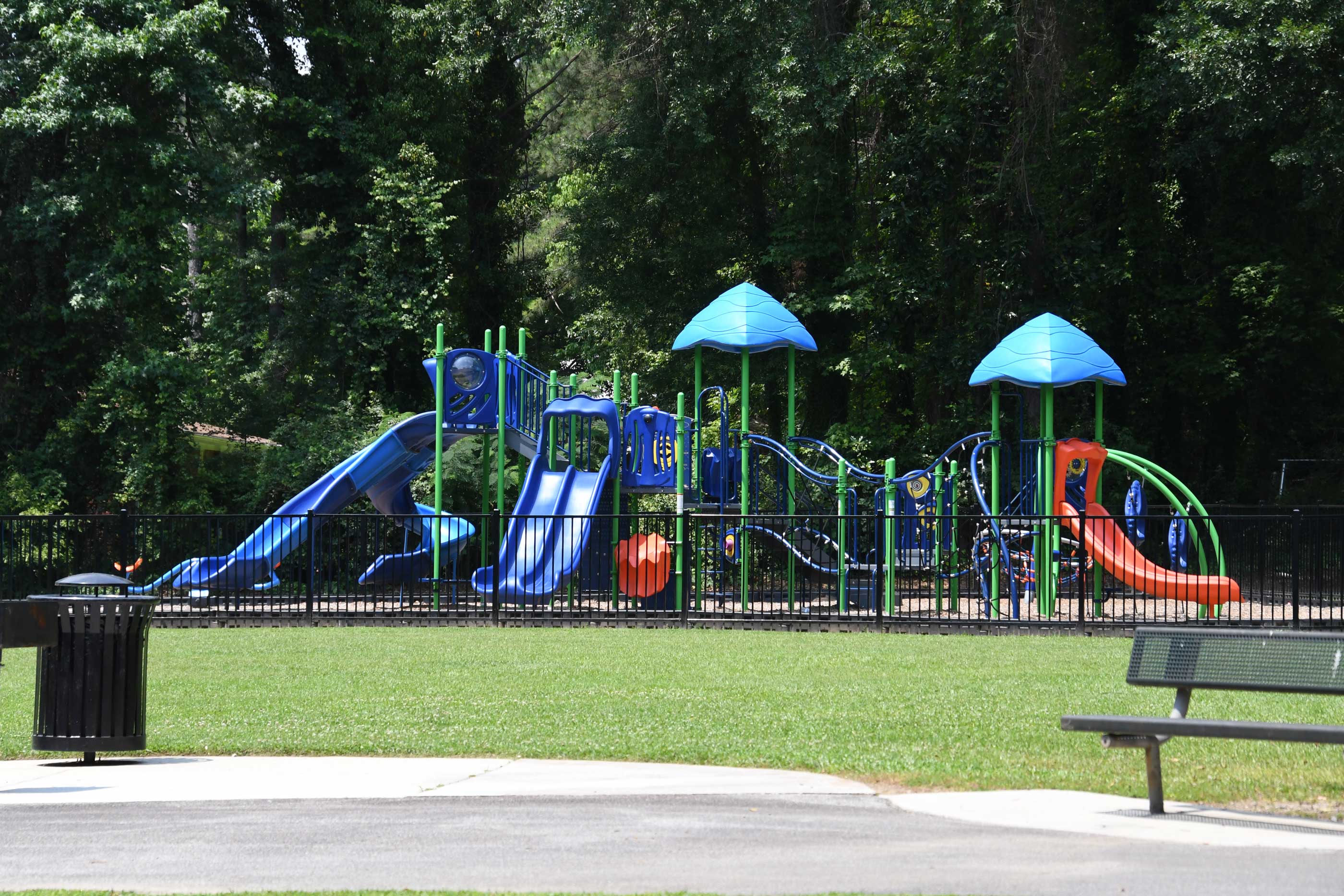 Playground equipment at Peters Park on a sunny day