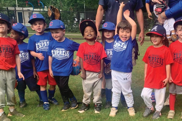 Young coed baseball team at Cofer Field.