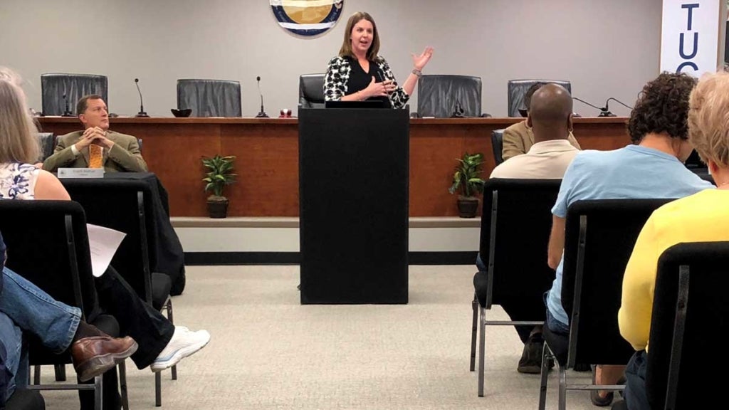 Speaker at a podium