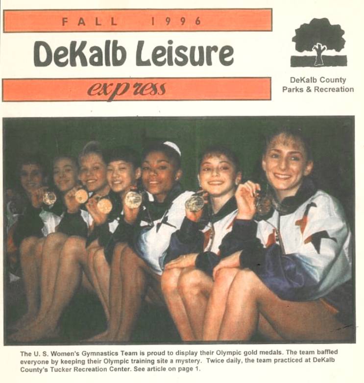 1996 US Olympic Womens Gymnastic team shows off their gold medals. 