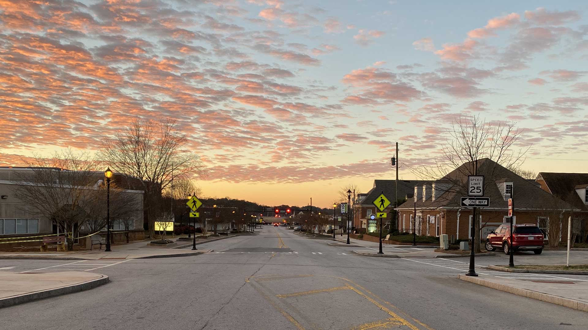 Colorful sunrise over Tucker.